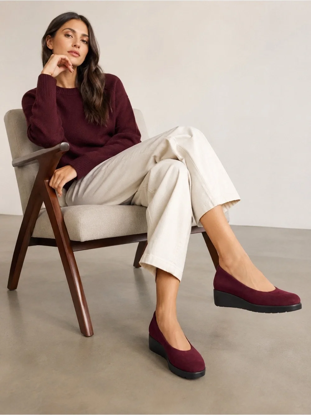 Brioso Waverly Cranberry Suede Platform Wedge Pumps | Women’s 9M | NWOT